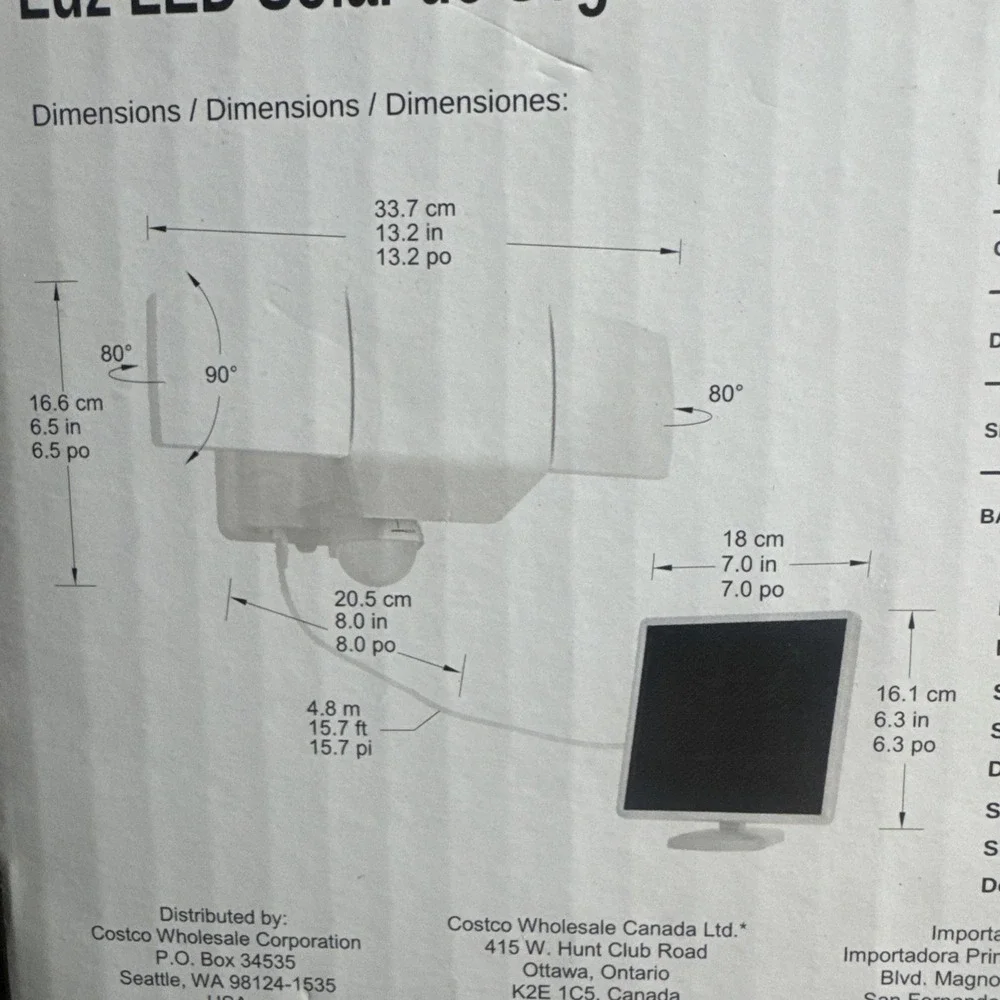 NEW LUTEC Motion Activated Solar Security LED Light 3000 Lumens Outdoor